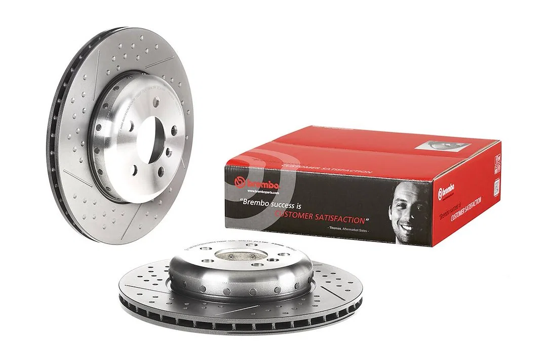 09C39513C02 – BREMBO Brake Rotor, Vented Cross Drilled One Piece Design Wheel Bolt Pattern 5 x 120 Millimeter 345 Mil...